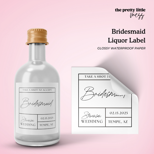 Bridesmaid Liquor Label | Wedding Wine Label