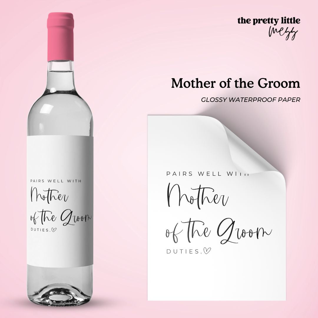 Mother of the Groom | Wedding Planning Wine Label