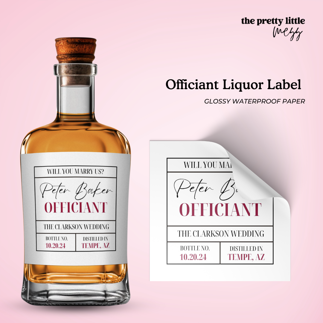 Officiant Liquor Label | Wedding Planning Wine Label