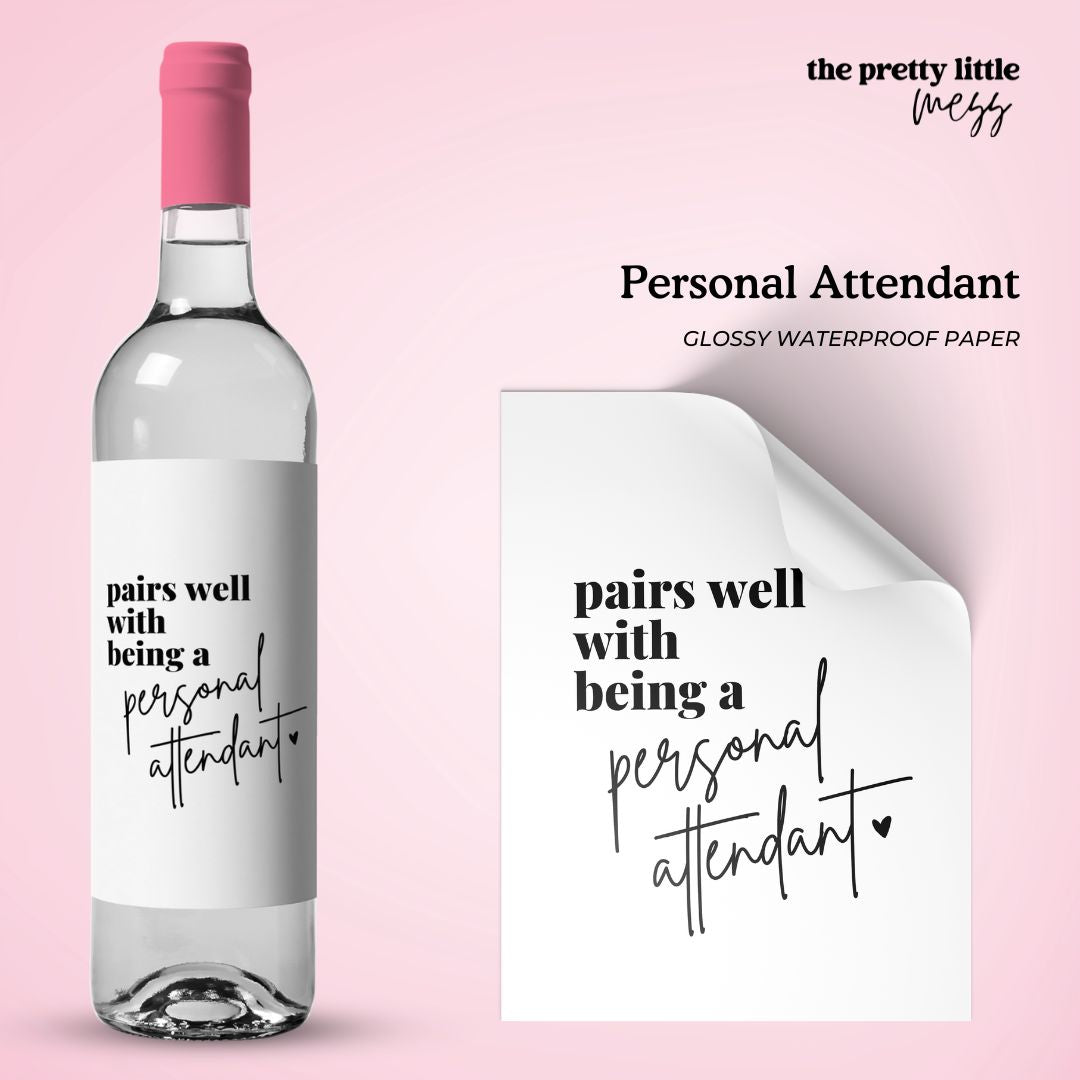 Personal Attendant | Wedding Planning Wine Label