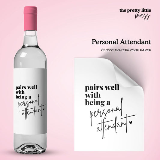 Personal Attendant | Wedding Planning Wine Label