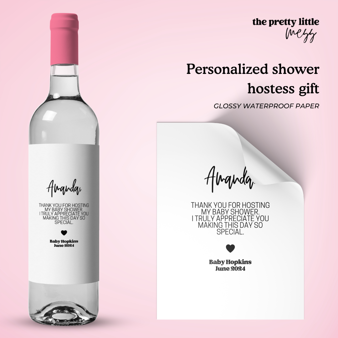 Personalized shower hostess gift | Hostess Wine Label