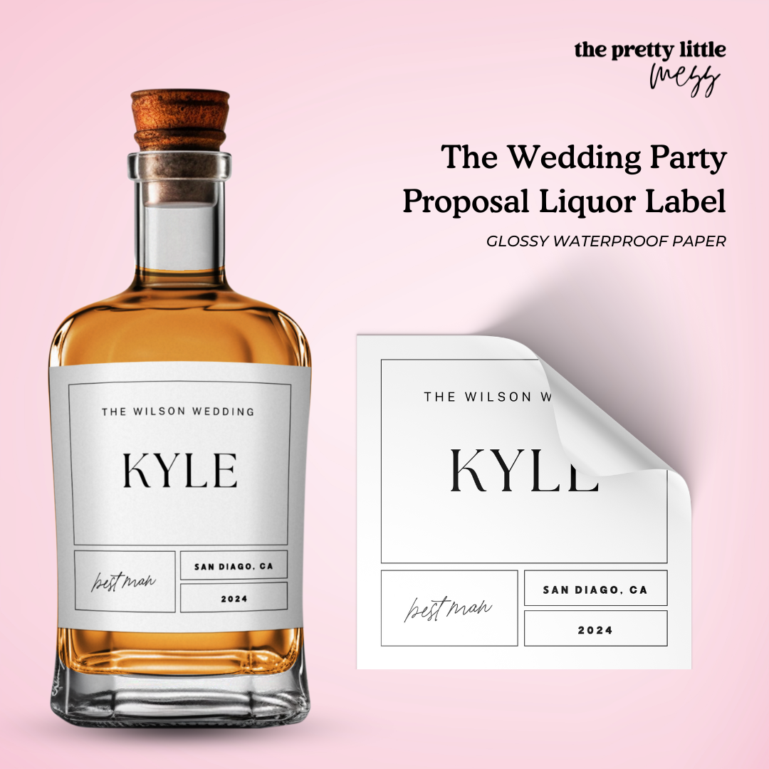 The Wedding Party Proposal Liquor Label | Wedding Wine Label