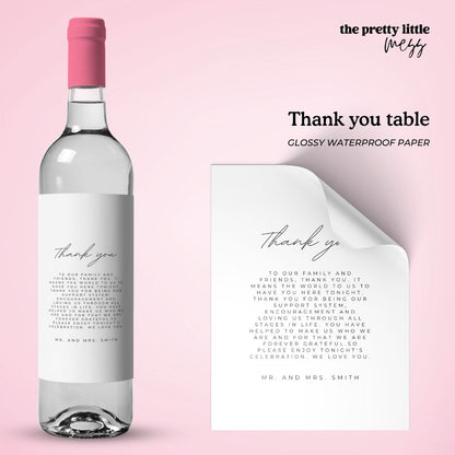 Thank you table | Wedding Planning Wine Label