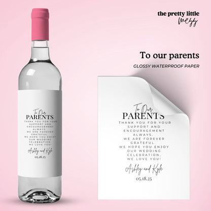 To our parents | Wedding Planning Wine Label